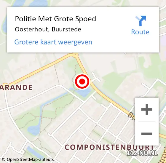 Locatie op kaart van de 112 melding: Politie Met Grote Spoed Naar Oosterhout, Buurstede op 18 september 2021 16:29