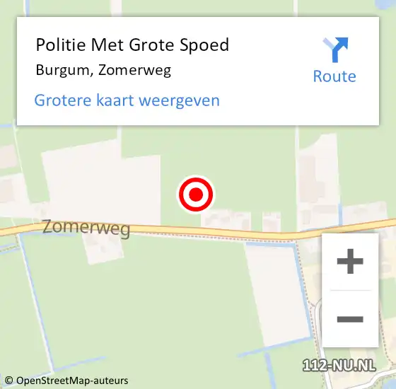 Locatie op kaart van de 112 melding: Politie Met Grote Spoed Naar Burgum, Zomerweg op 18 september 2021 16:47