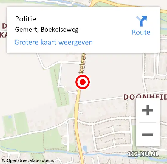 Locatie op kaart van de 112 melding: Politie Gemert, Boekelseweg op 18 september 2021 16:50