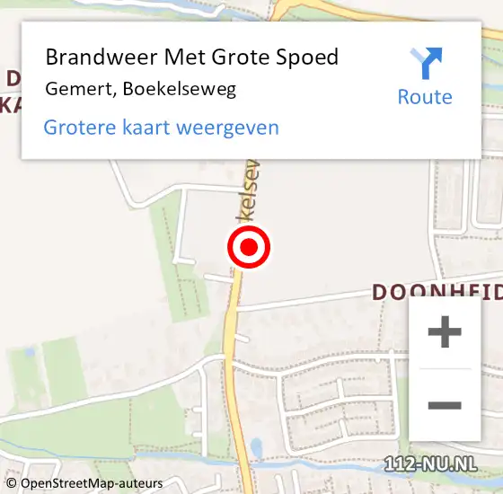 Locatie op kaart van de 112 melding: Brandweer Met Grote Spoed Naar Gemert, Boekelseweg op 18 september 2021 16:52
