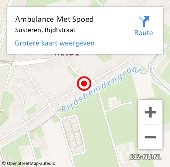 Locatie op kaart van de 112 melding: Ambulance Met Spoed Naar Susteren, Rijdtstraat op 18 september 2021 16:59