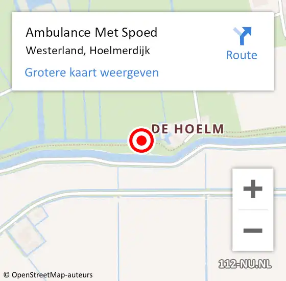 Locatie op kaart van de 112 melding: Ambulance Met Spoed Naar Westerland, Hoelmerdijk op 18 september 2021 17:03