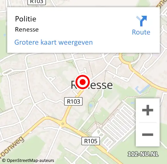 Locatie op kaart van de 112 melding: Politie Renesse op 18 september 2021 17:07