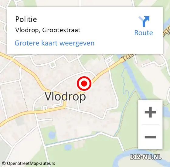 Locatie op kaart van de 112 melding: Politie Vlodrop, Grootestraat op 18 september 2021 17:25