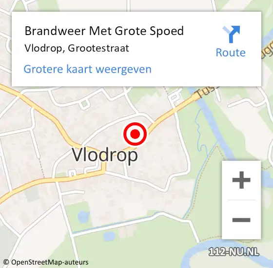 Locatie op kaart van de 112 melding: Brandweer Met Grote Spoed Naar Vlodrop, Grootestraat op 18 september 2021 17:25