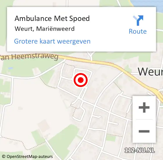 Locatie op kaart van de 112 melding: Ambulance Met Spoed Naar Weurt, Mariënweerd op 18 september 2021 17:31