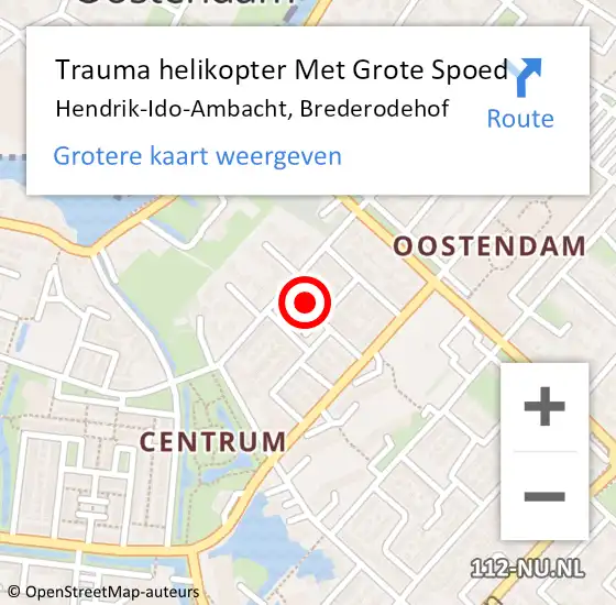 Locatie op kaart van de 112 melding: Trauma helikopter Met Grote Spoed Naar Hendrik-Ido-Ambacht, Brederodehof op 18 september 2021 17:37