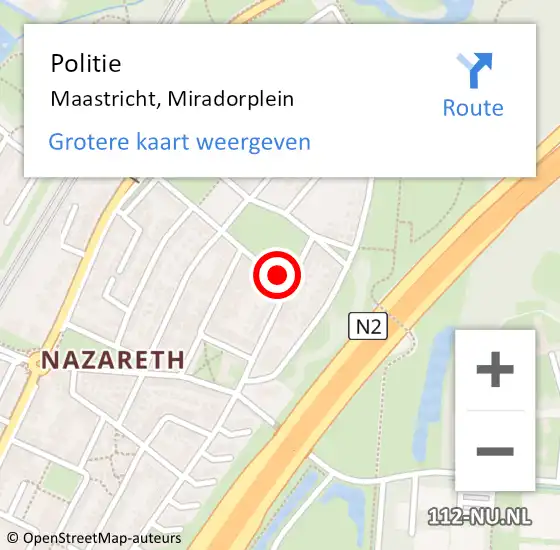 Locatie op kaart van de 112 melding: Politie Maastricht, Miradorplein op 18 september 2021 18:01