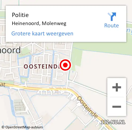 Locatie op kaart van de 112 melding: Politie Heinenoord, Molenweg op 18 september 2021 18:04