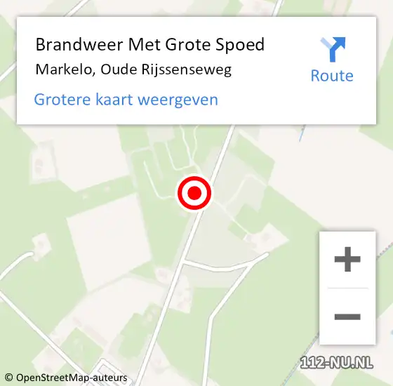 Locatie op kaart van de 112 melding: Brandweer Met Grote Spoed Naar Markelo, Oude Rijssenseweg op 18 september 2021 18:17