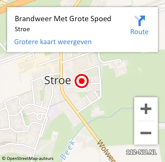 Locatie op kaart van de 112 melding: Brandweer Met Grote Spoed Naar Stroe op 18 september 2021 18:43