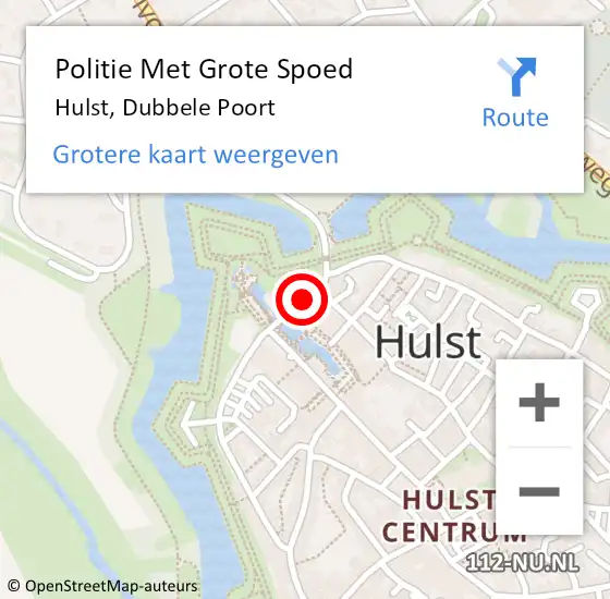 Locatie op kaart van de 112 melding: Politie Met Grote Spoed Naar Hulst, Dubbele Poort op 18 september 2021 18:46