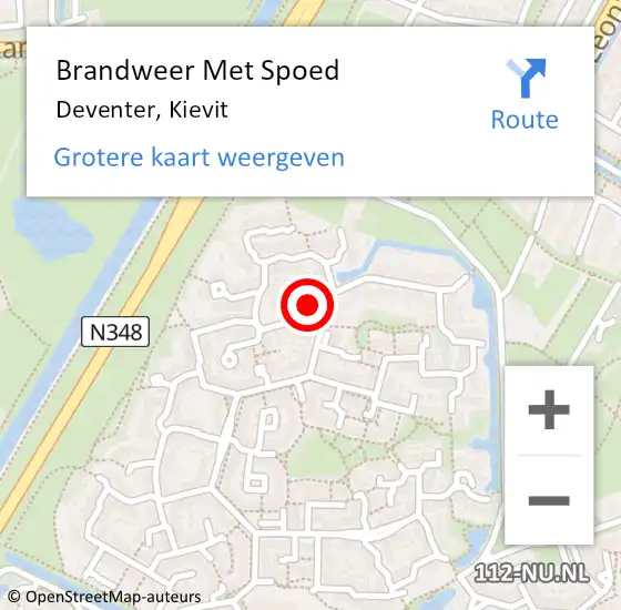 Locatie op kaart van de 112 melding: Brandweer Met Spoed Naar Deventer, Kievit op 18 september 2021 18:52