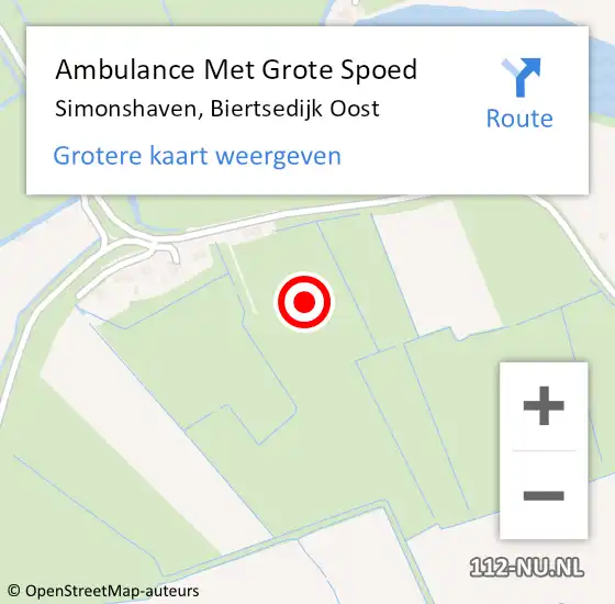 Locatie op kaart van de 112 melding: Ambulance Met Grote Spoed Naar Simonshaven, Biertsedijk Oost op 18 september 2021 19:18