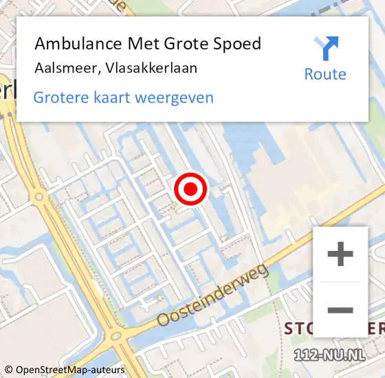 Locatie op kaart van de 112 melding: Ambulance Met Grote Spoed Naar Aalsmeer, Vlasakkerlaan op 18 september 2021 19:23