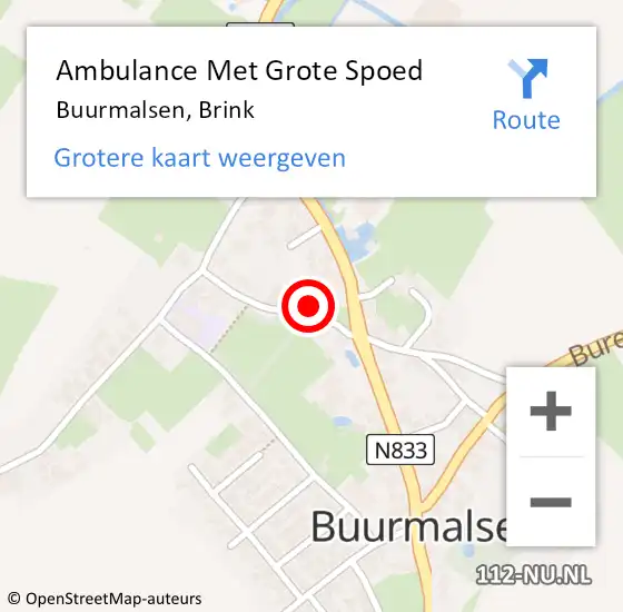 Locatie op kaart van de 112 melding: Ambulance Met Grote Spoed Naar Buurmalsen, Brink op 18 september 2021 19:30