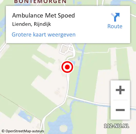 Locatie op kaart van de 112 melding: Ambulance Met Spoed Naar Lienden, Rijndijk op 18 september 2021 19:56