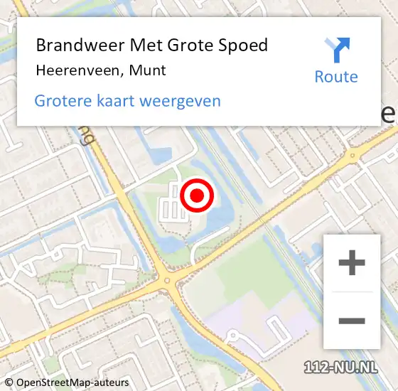Locatie op kaart van de 112 melding: Brandweer Met Grote Spoed Naar Heerenveen, Munt op 18 september 2021 20:27