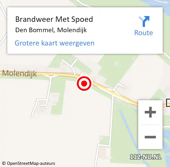 Locatie op kaart van de 112 melding: Brandweer Met Spoed Naar Den Bommel, Molendijk op 18 september 2021 20:31