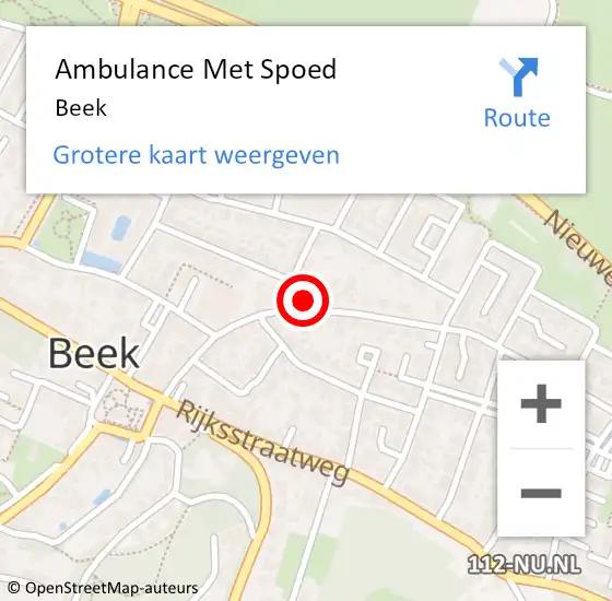 Locatie op kaart van de 112 melding: Ambulance Met Spoed Naar Beek op 18 september 2021 20:39