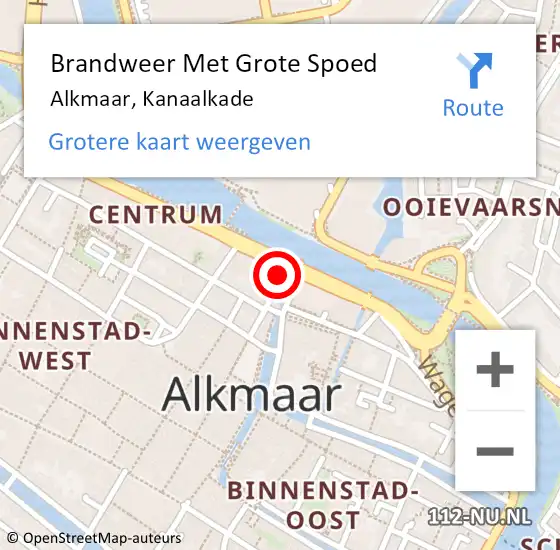 Locatie op kaart van de 112 melding: Brandweer Met Grote Spoed Naar Alkmaar, Kanaalkade op 18 september 2021 20:44