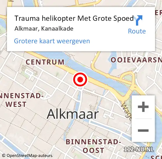 Locatie op kaart van de 112 melding: Trauma helikopter Met Grote Spoed Naar Alkmaar, Kanaalkade op 18 september 2021 20:47