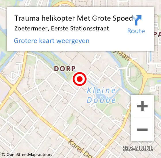 Locatie op kaart van de 112 melding: Trauma helikopter Met Grote Spoed Naar Zoetermeer, Eerste Stationsstraat op 18 september 2021 20:52