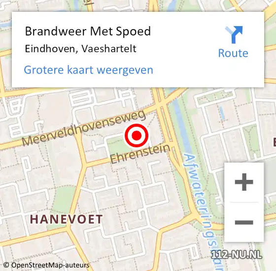 Locatie op kaart van de 112 melding: Brandweer Met Spoed Naar Eindhoven, Vaeshartelt op 18 september 2021 20:56