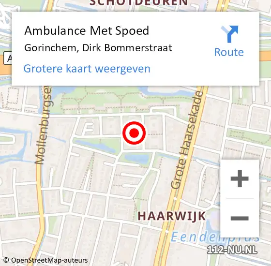 Locatie op kaart van de 112 melding: Ambulance Met Spoed Naar Gorinchem, Dirk Bommerstraat op 18 september 2021 20:59