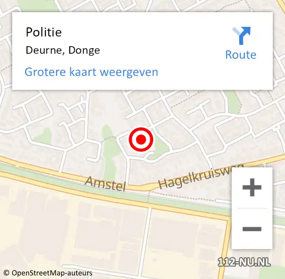 Locatie op kaart van de 112 melding: Politie Deurne, Donge op 18 september 2021 21:05