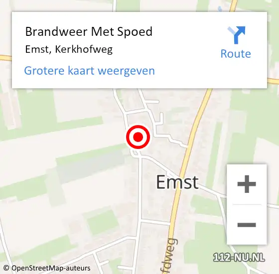 Locatie op kaart van de 112 melding: Brandweer Met Spoed Naar Emst, Kerkhofweg op 18 september 2021 21:06