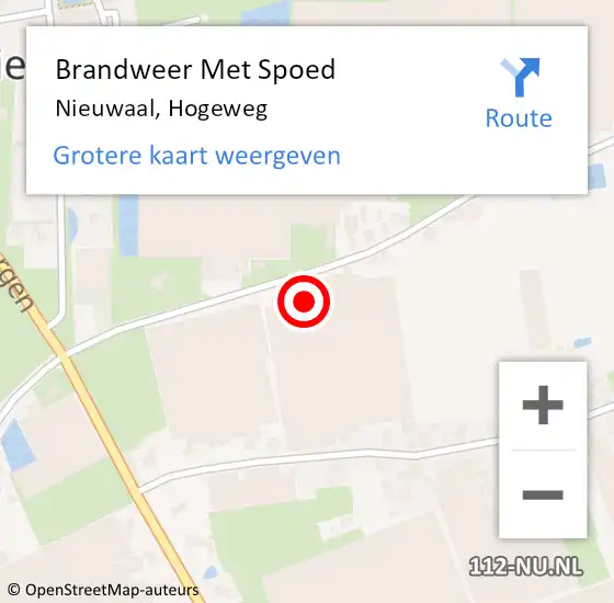 Locatie op kaart van de 112 melding: Brandweer Met Spoed Naar Nieuwaal, Hogeweg op 18 september 2021 21:12