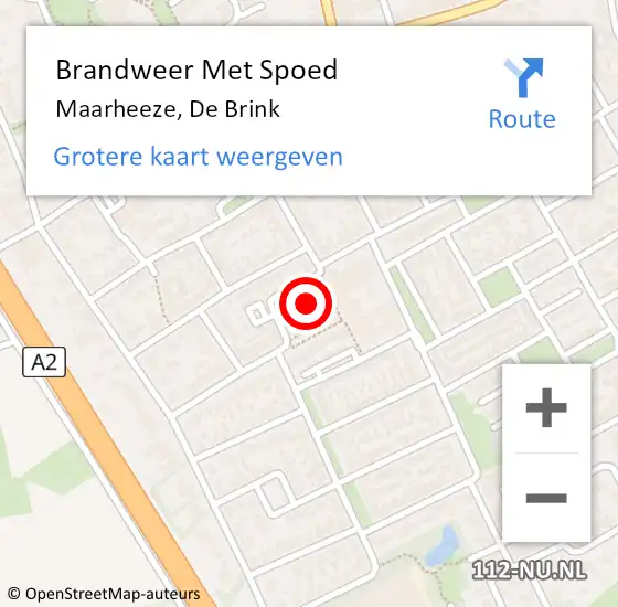 Locatie op kaart van de 112 melding: Brandweer Met Spoed Naar Maarheeze, De Brink op 18 september 2021 21:16