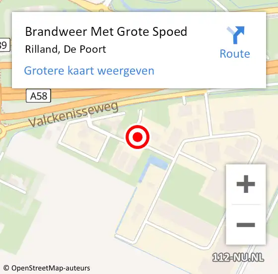 Locatie op kaart van de 112 melding: Brandweer Met Grote Spoed Naar Rilland, De Poort op 18 september 2021 21:27