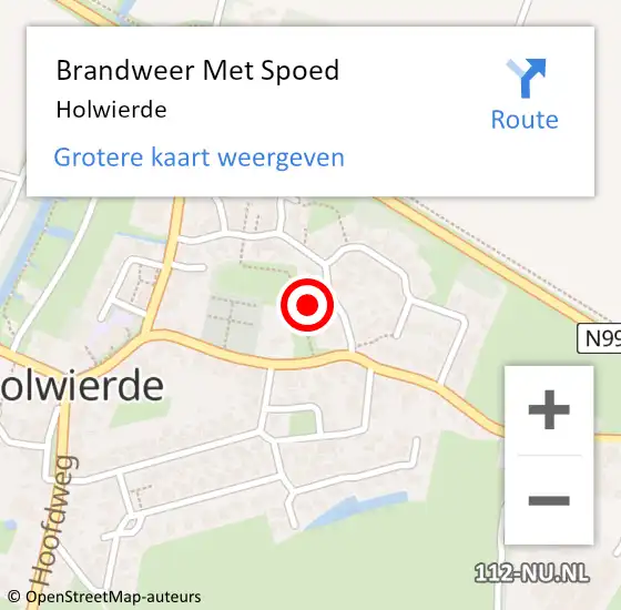 Locatie op kaart van de 112 melding: Brandweer Met Spoed Naar Holwierde op 18 september 2021 21:30