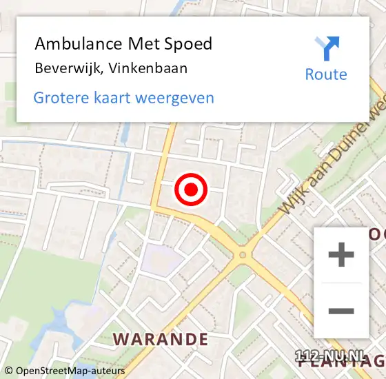 Locatie op kaart van de 112 melding: Ambulance Met Spoed Naar Beverwijk, Vinkenbaan op 18 september 2021 21:36