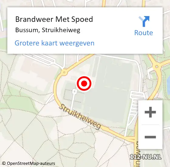 Locatie op kaart van de 112 melding: Brandweer Met Spoed Naar Bussum, Struikheiweg op 18 september 2021 21:56
