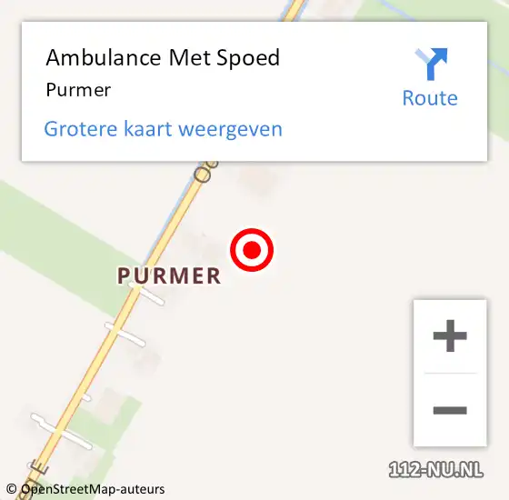 Locatie op kaart van de 112 melding: Ambulance Met Spoed Naar Purmer op 18 september 2021 22:04