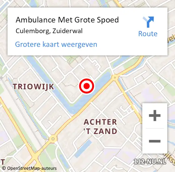 Locatie op kaart van de 112 melding: Ambulance Met Grote Spoed Naar Culemborg, Zuiderwal op 18 september 2021 22:29