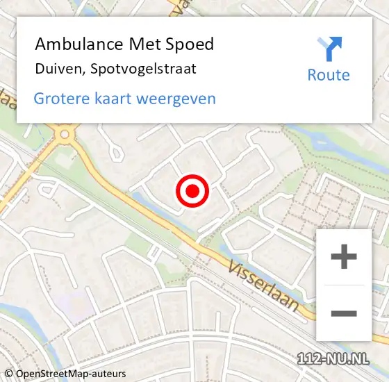 Locatie op kaart van de 112 melding: Ambulance Met Spoed Naar Duiven, Spotvogelstraat op 18 september 2021 22:38