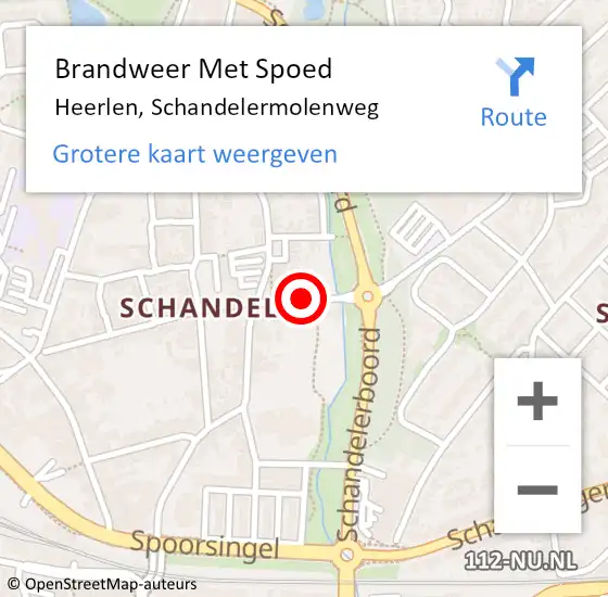 Locatie op kaart van de 112 melding: Brandweer Met Spoed Naar Heerlen, Schandelermolenweg op 18 september 2021 22:42