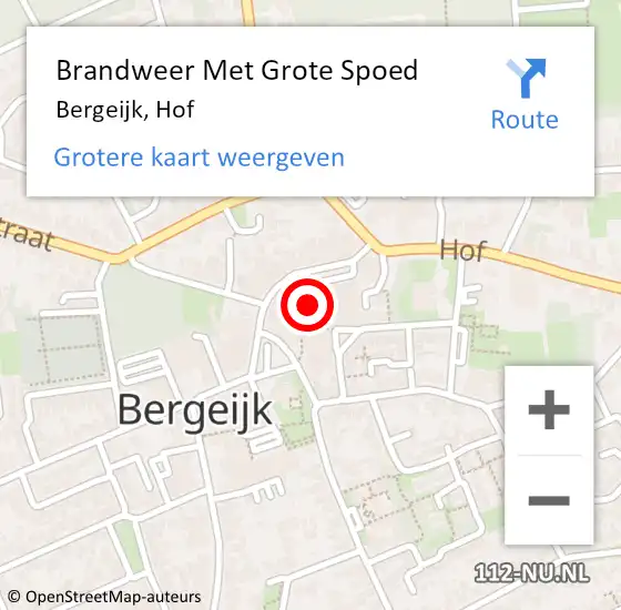 Locatie op kaart van de 112 melding: Brandweer Met Grote Spoed Naar Bergeijk, Hof op 18 september 2021 23:09