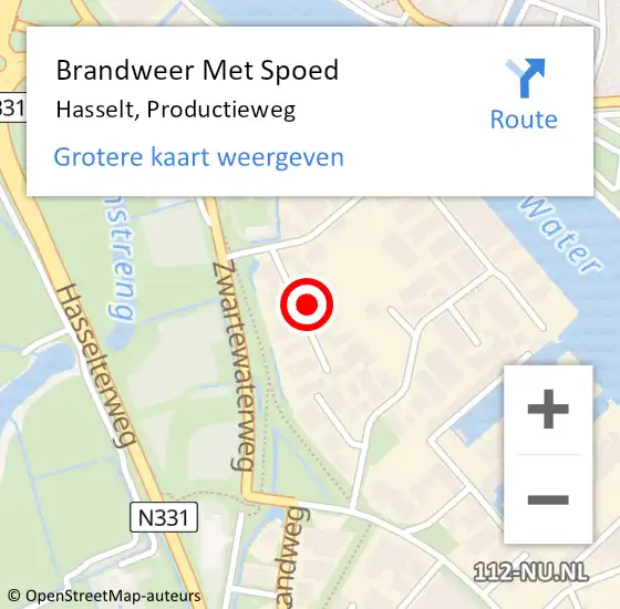 Locatie op kaart van de 112 melding: Brandweer Met Spoed Naar Hasselt, Productieweg op 18 september 2021 23:15