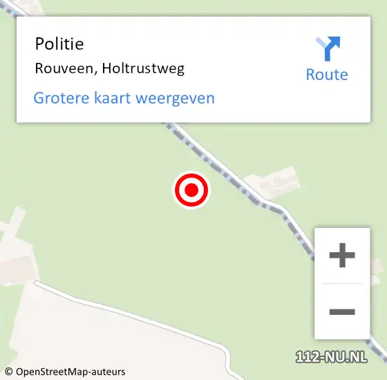 Locatie op kaart van de 112 melding: Politie Rouveen, Holtrustweg op 18 september 2021 23:48