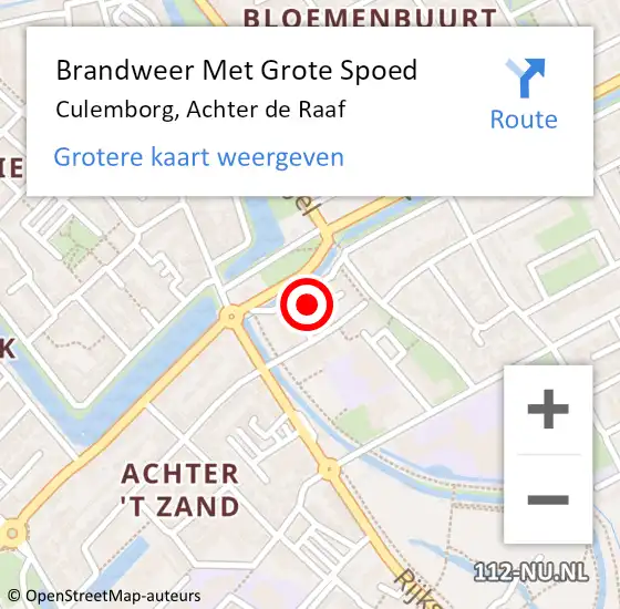 Locatie op kaart van de 112 melding: Brandweer Met Grote Spoed Naar Culemborg, Achter de Raaf op 19 september 2021 00:00