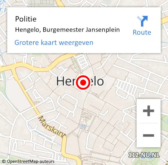 Locatie op kaart van de 112 melding: Politie Hengelo, Burgemeester Jansenplein op 19 september 2021 00:05