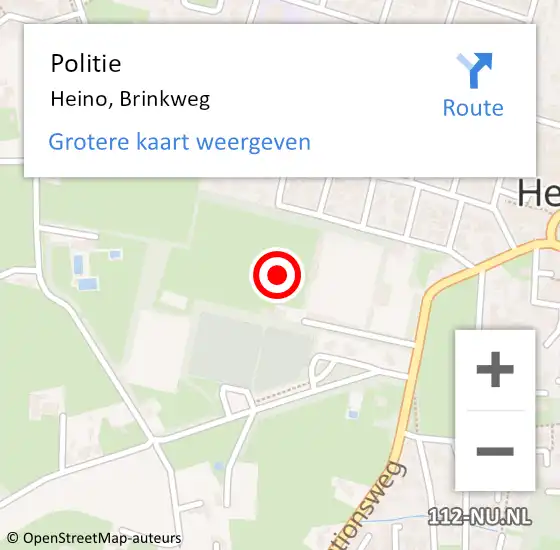 Locatie op kaart van de 112 melding: Politie Heino, Brinkweg op 19 september 2021 00:06