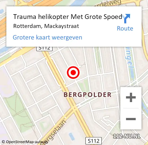 Locatie op kaart van de 112 melding: Trauma helikopter Met Grote Spoed Naar Rotterdam, Mackaystraat op 19 september 2021 00:41
