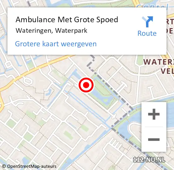 Locatie op kaart van de 112 melding: Ambulance Met Grote Spoed Naar Wateringen, Waterpark op 19 september 2021 00:45