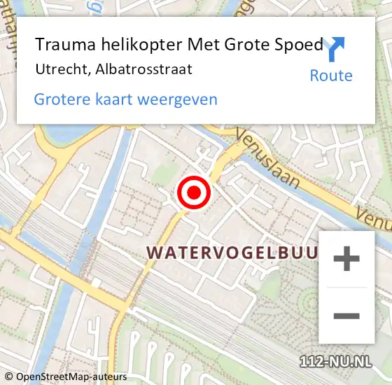 Locatie op kaart van de 112 melding: Trauma helikopter Met Grote Spoed Naar Utrecht, Albatrosstraat op 19 september 2021 00:55